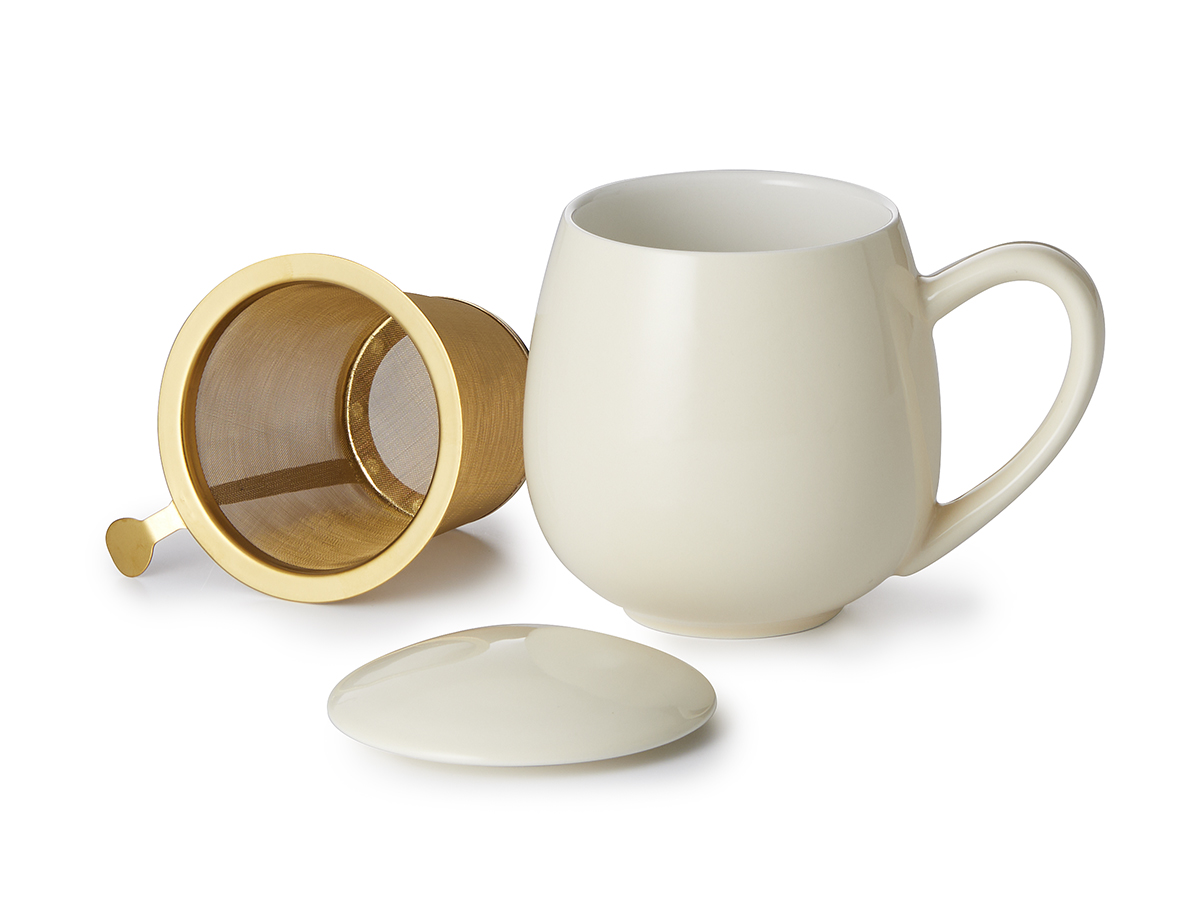 Theetas met deksel en filter 'Zara goud - crème' (kopie)